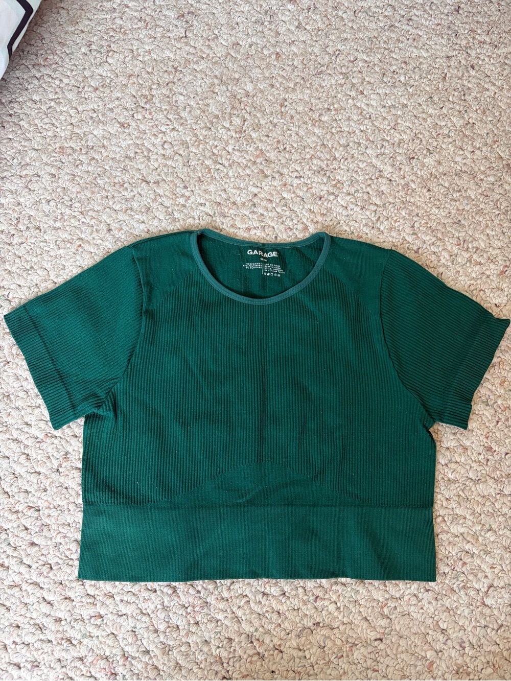 Garage Women's Ribbed Crop Tee - Forest Green